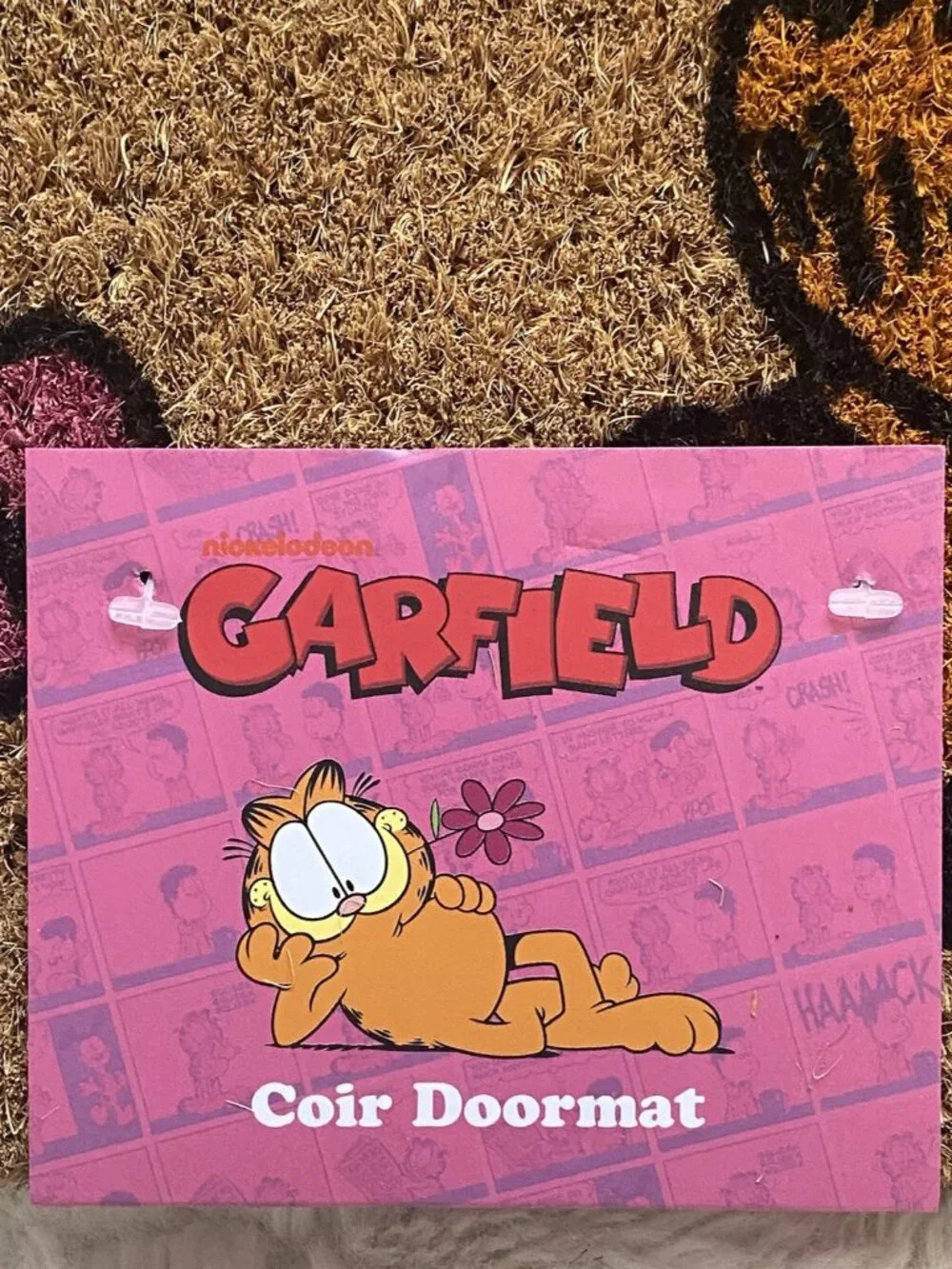 Garfield Spring Summer Flowers Welcome Outdoor Coir Door Mat 18” X 28” NEW‎